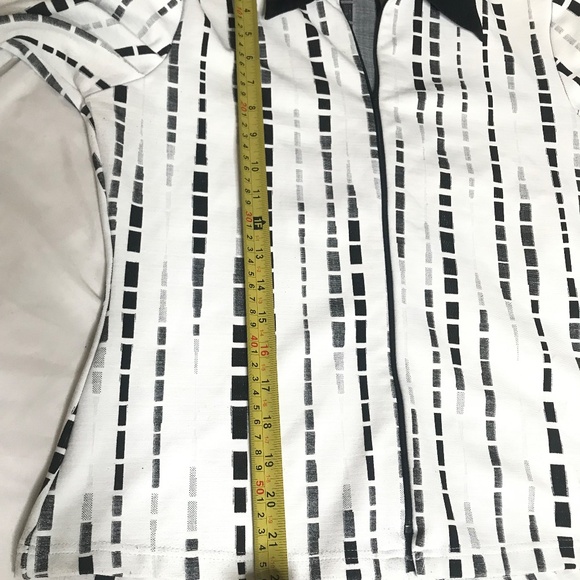 Ravel Black & White Geometric Print Jacket | Retro Mod Style Zip Front Top M - Picture 12 of 14